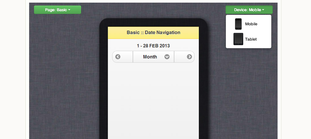 Date navigator. JQUERY mobile пролистывание списка. UGUTER Date Navigator.