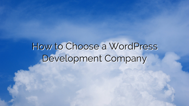 How to Choose a WordPress Development Company