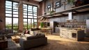 Kitchen-Living Room In Loft Style_ Comfortable and Stylish